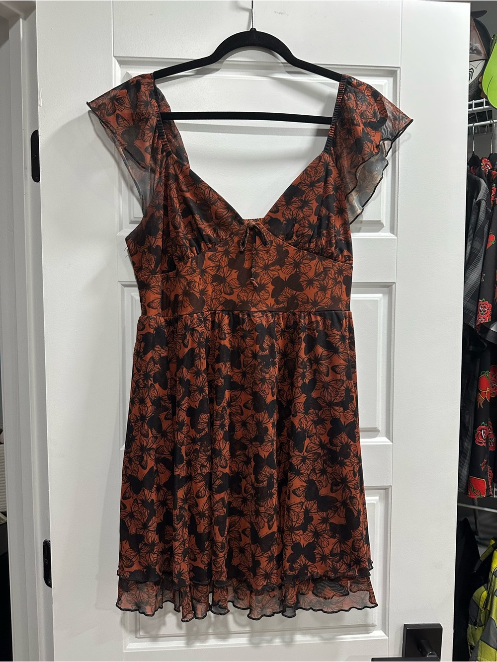 wild fable Rust and Black Butterfly Midi Dress
